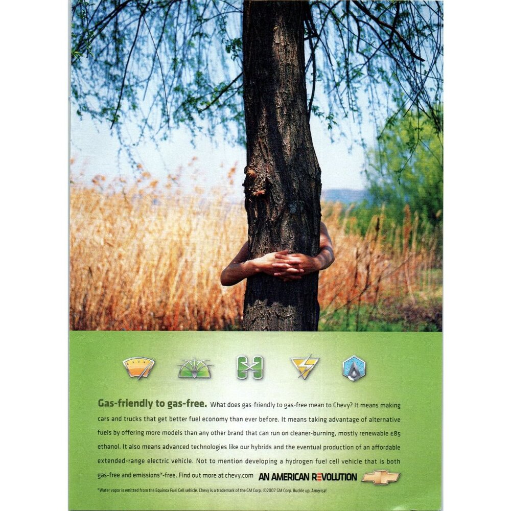 2008 Chevy Equinox SUV Vintage Print Ad Nature Tree Hugger Man Cave Wall Art